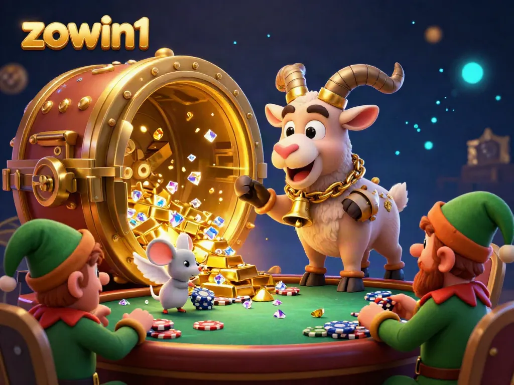 Experience the thrilling excitement of zowin1 as playful gremlins steal the spotlight in a festive casino.