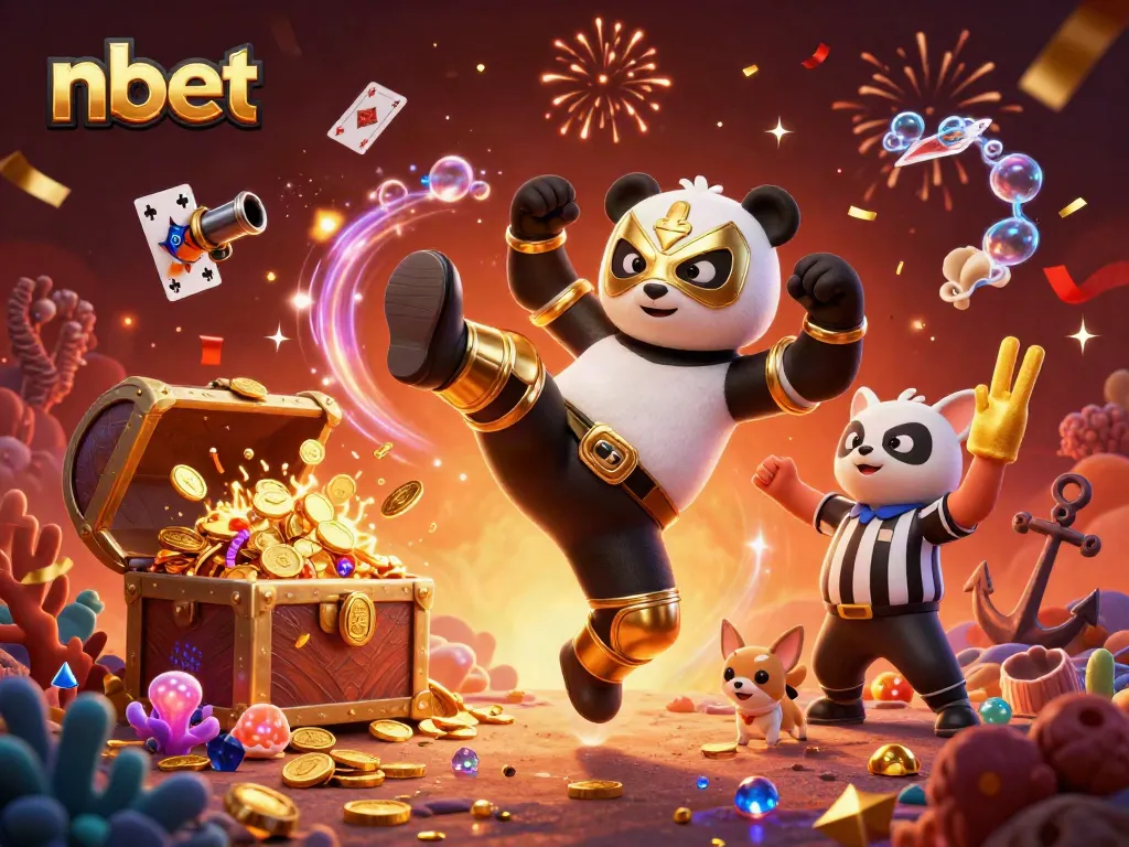 Experience thrilling nbet action as a panda gamer scores big amidst sparkling gold and vibrant casino scenery