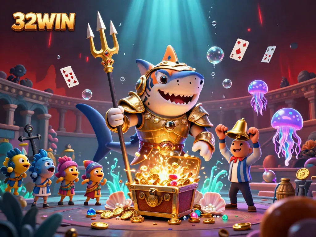 Engage with thrilling 32WIN casino adventures in this vibrant underwater scene.