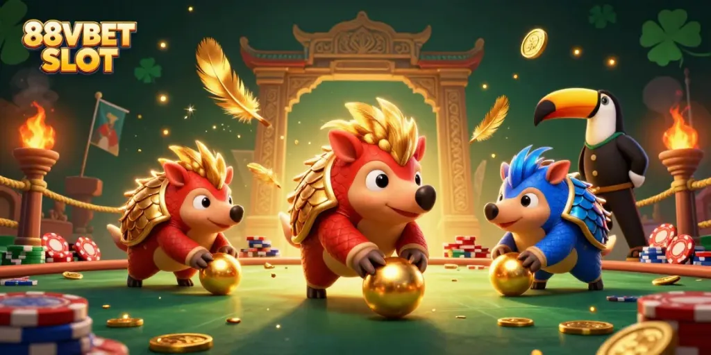 Experience vibrant action with 88VBET SLOT as pangolins bowl through poker chips and golden rewards.