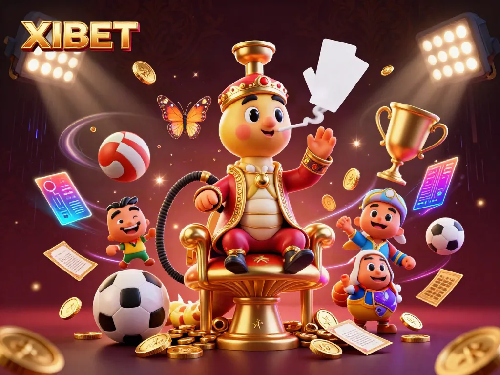 Join the excitement at XIBET, where vibrant casino action and poker symbols blend in a colorful scene.