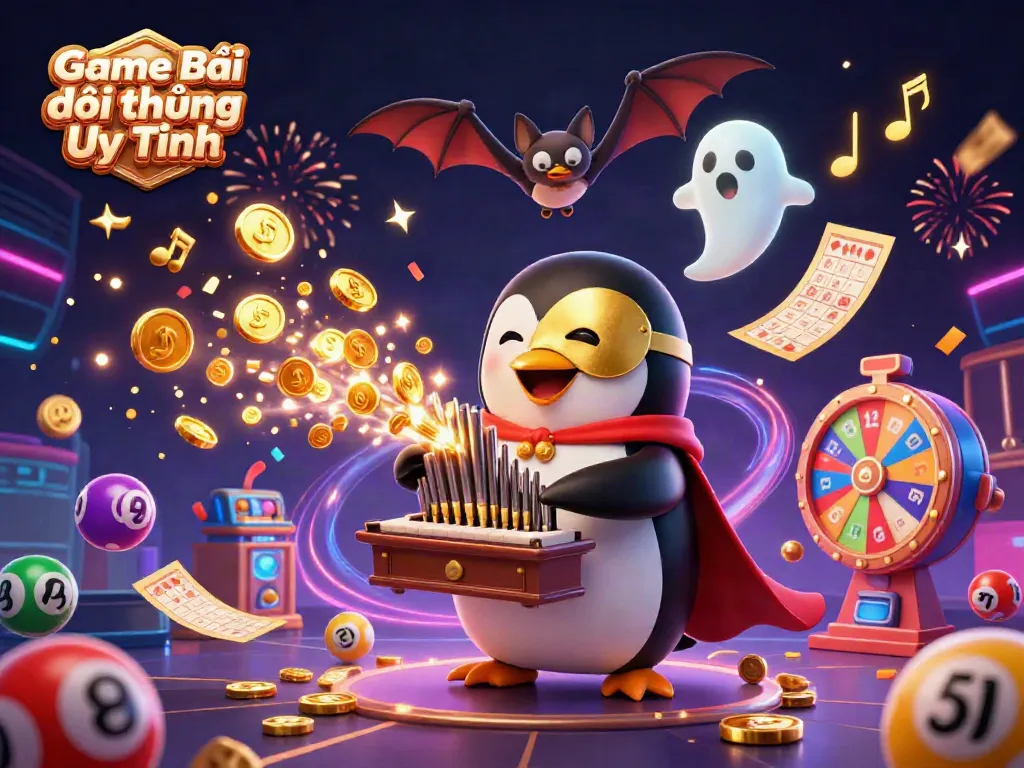 Experience the excitement of Game Bài Đổi Thưởng Uy Tín with a dynamic illustration showcasing thrilling casino elements and a playful atmosphere.
