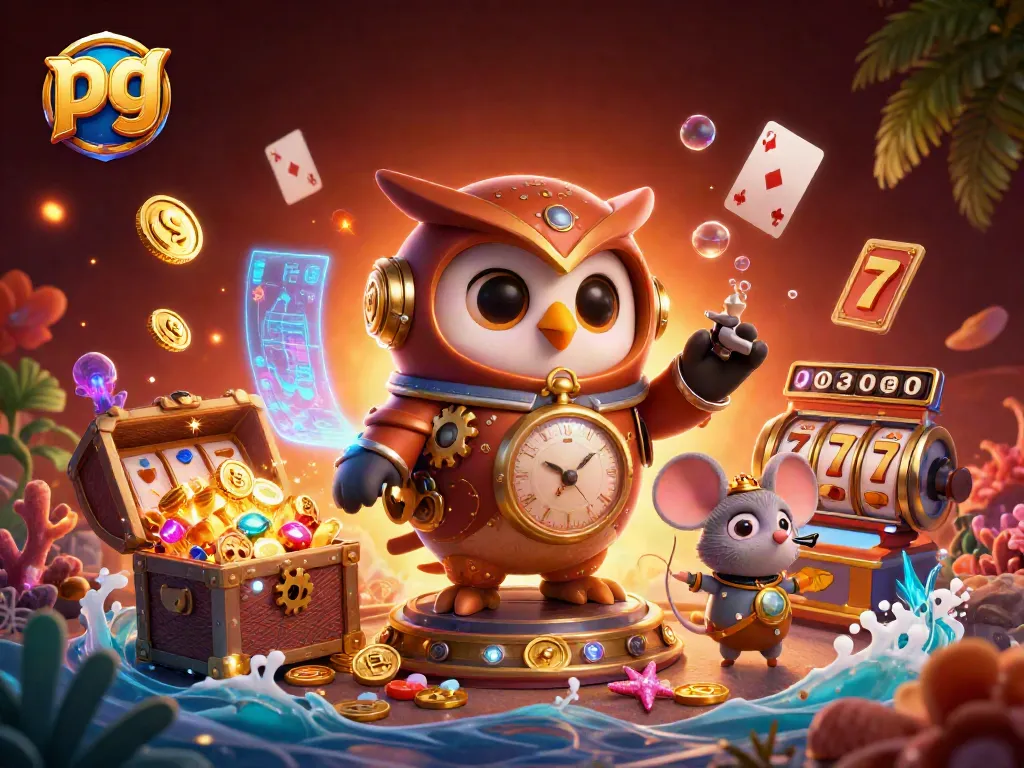 Join the exciting world of pg gaming with a vibrant 3D casino scene filled with treasures and dynamic characters.