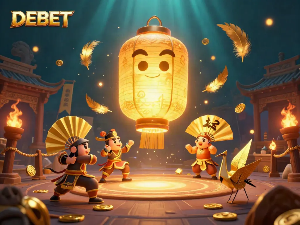 Experience exciting victories at DEBET with dynamic casino action illustrated in a vibrant, 3D scene.