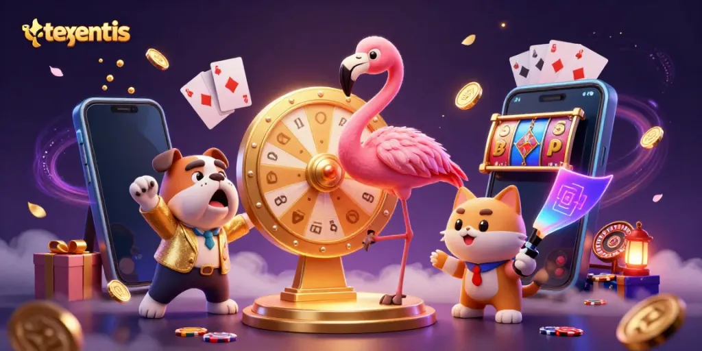 Permainan slot dengan simbol menjadi jackpot dalam ilustrasi promosi online "texpertis".