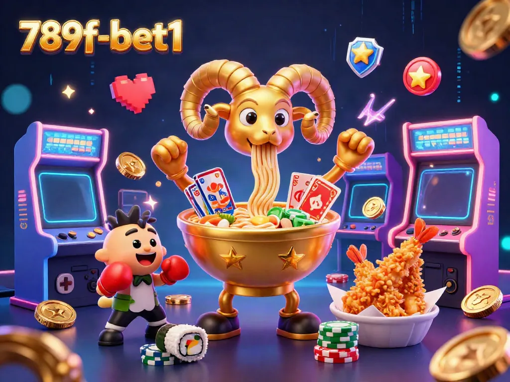Experience thrilling gaming with 789f-bet1's vibrant casino scene featuring energetic characters and glowing game elements.