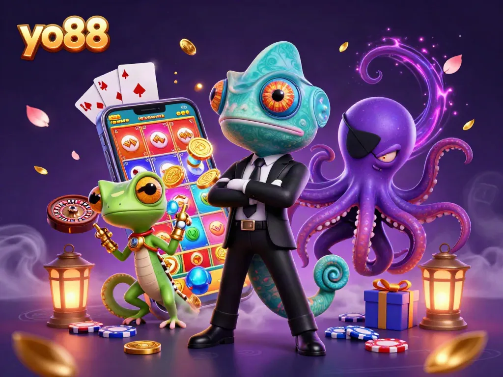 Experience thrilling gaming at yo88 with vibrant characters and immersive casino elements.