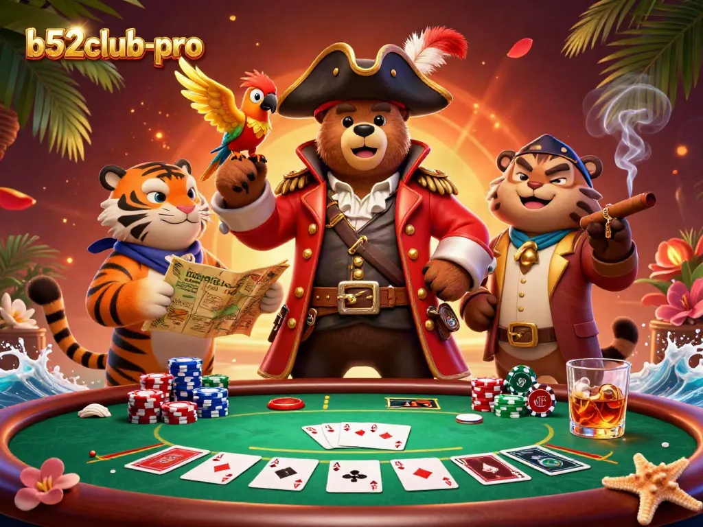 Join the exciting world of b52club-pro with our vibrant casino adventure illustration.