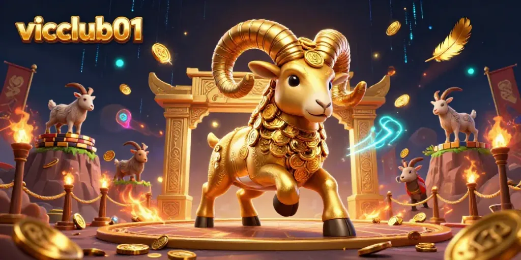Experience thrilling gaming at vicclub01 with a dynamic golden ram and spectacular casino elements.