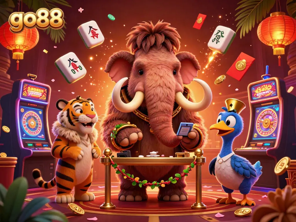 Join the excitement at go88 with a vibrant casino scene featuring unique characters and game elements.