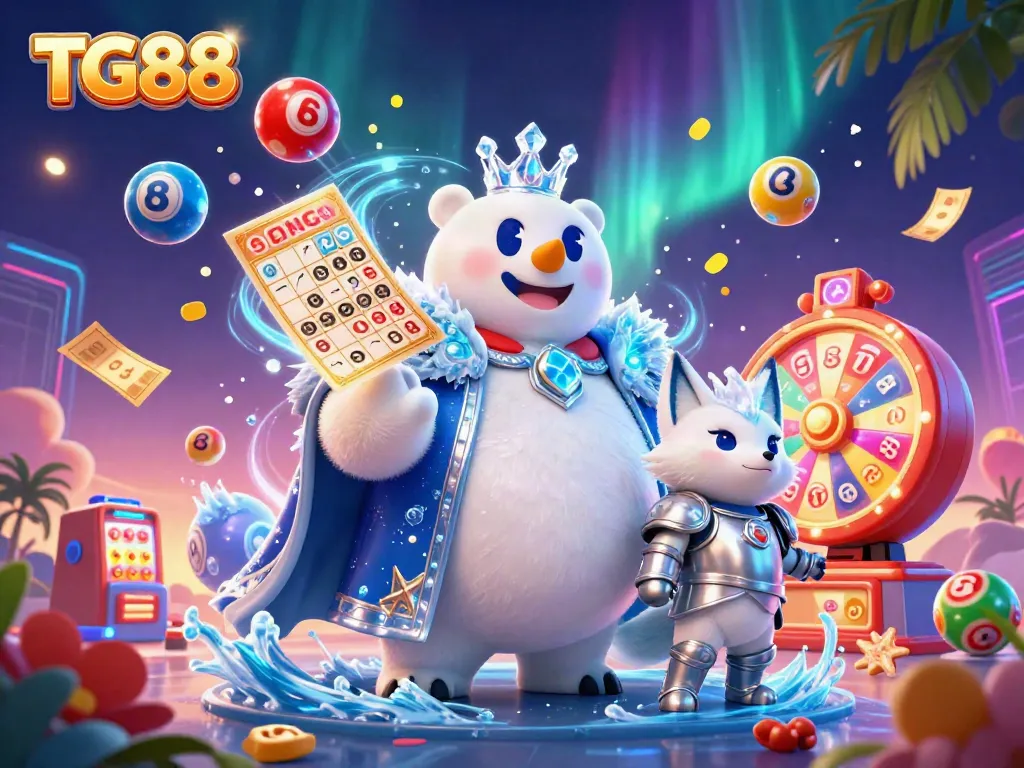 Experience the exciting TG88 casino atmosphere with colorful lottery elements and dynamic characters.