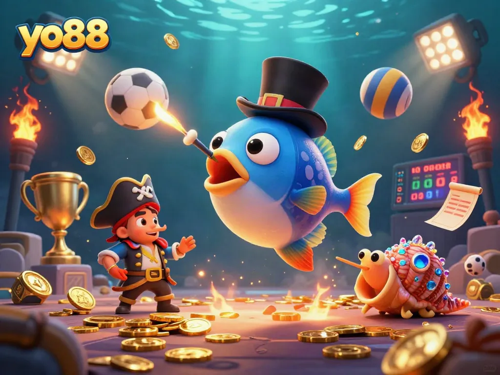 Experience thrilling gameplay at yo88 with a vibrant scene of a deep-sea anglerfish attracting golden coins.